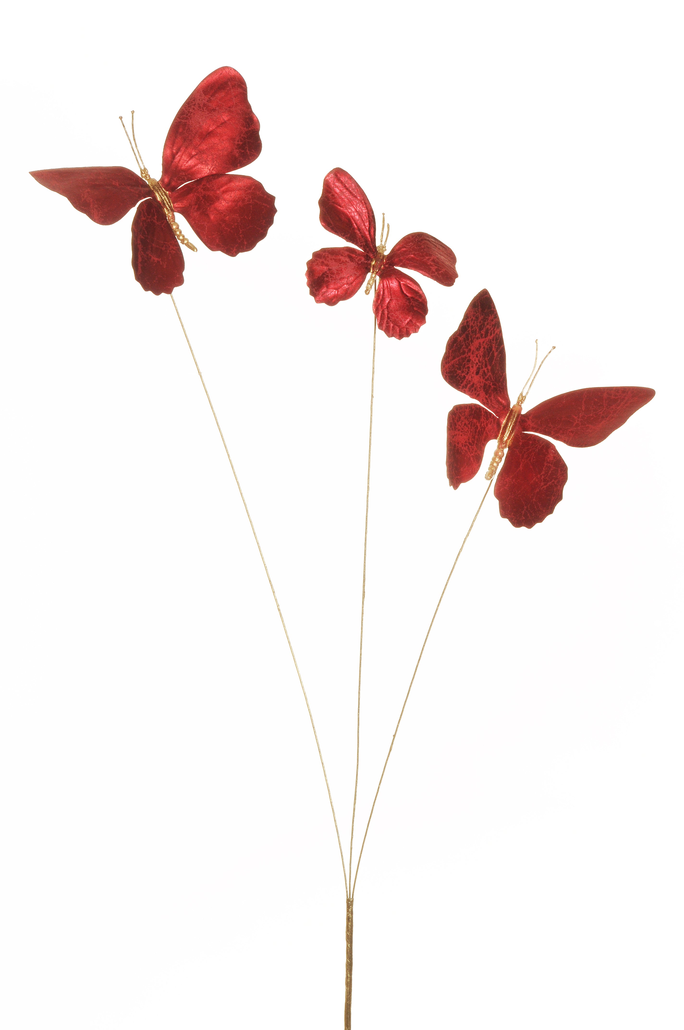 Feuillazur Rungis Saison Branche papillons métallisés doré 63cm