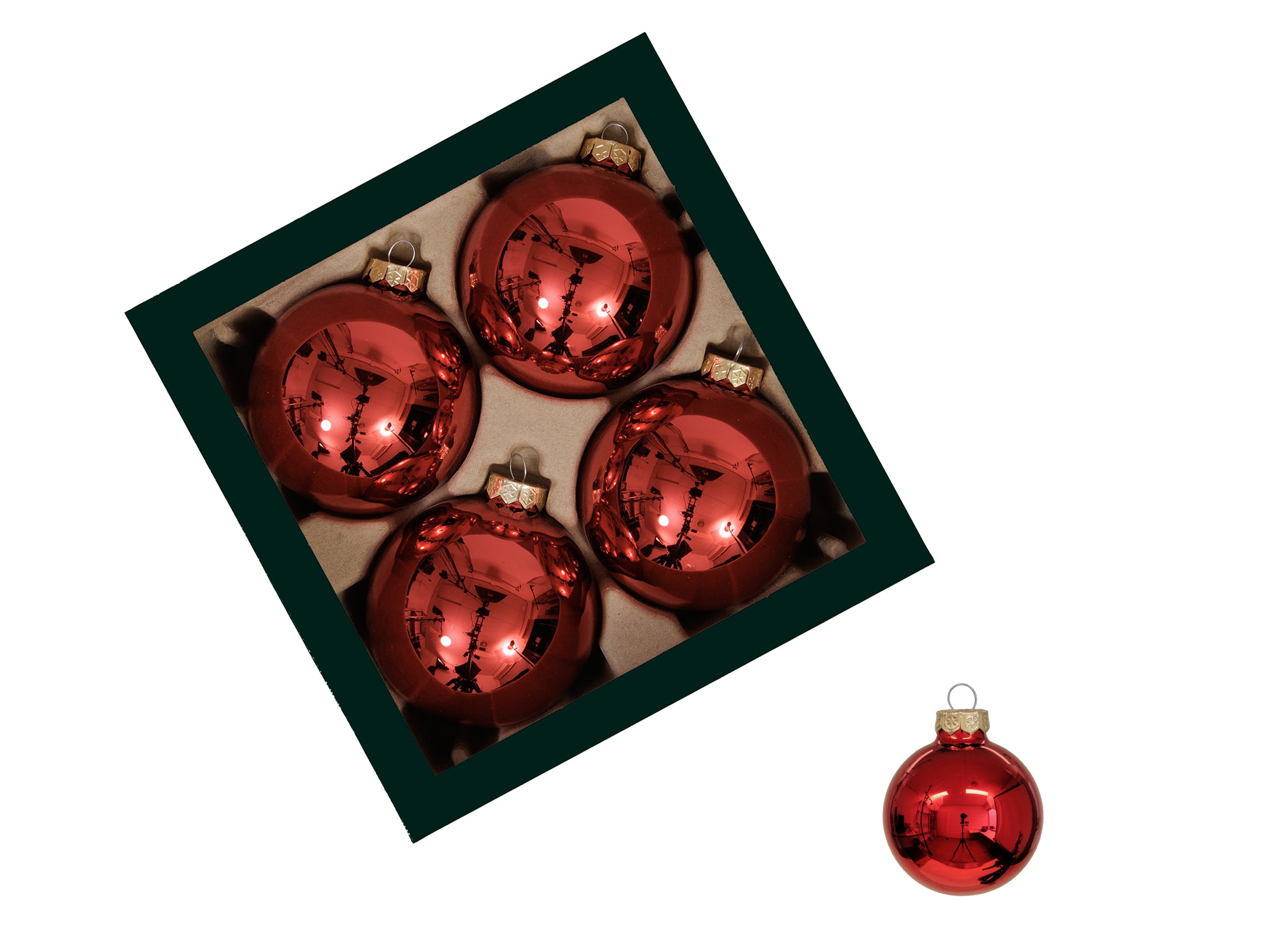 Feuillazur Rungis Contenants boules de Noël rouge 10 cm boîte 4