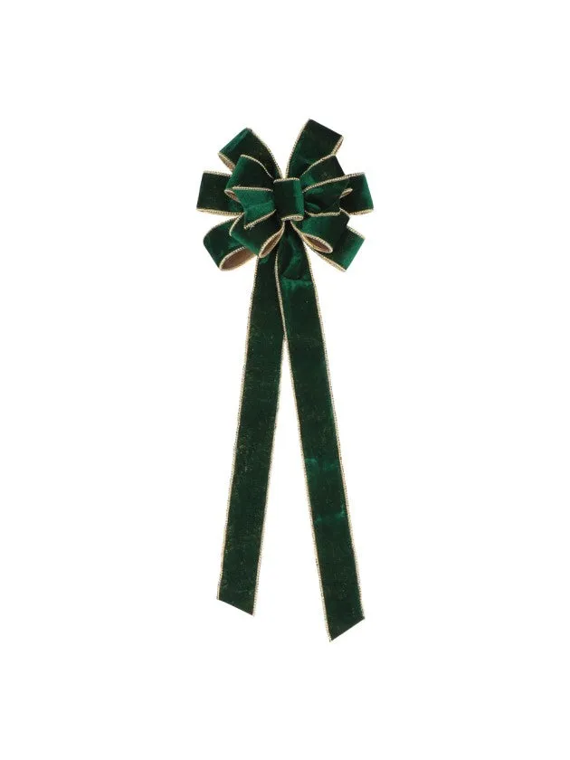 Feuillazur Rungis Nœud velours vert déco 28x78cm