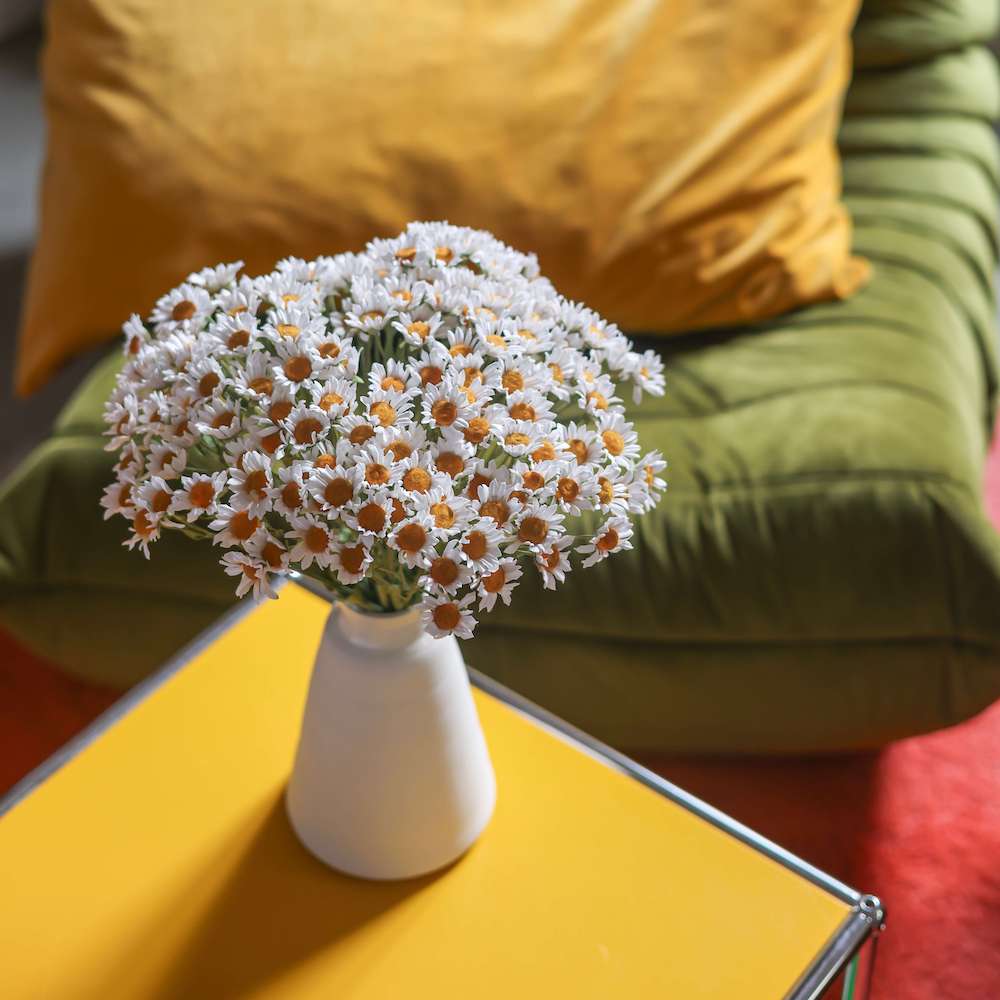Flowrette Camomille en papier fleur blanche tige x1