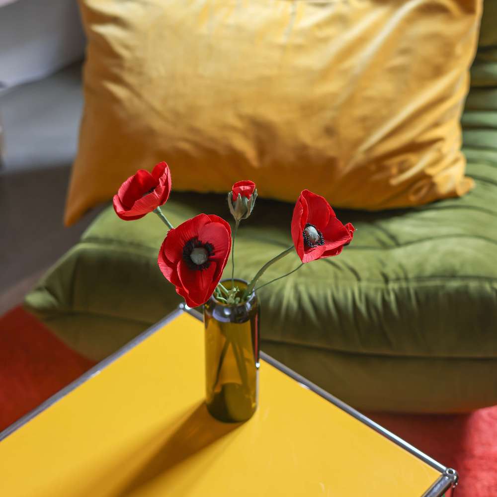 Flowrette Bouton de coquelicot fleur papier rouge x1