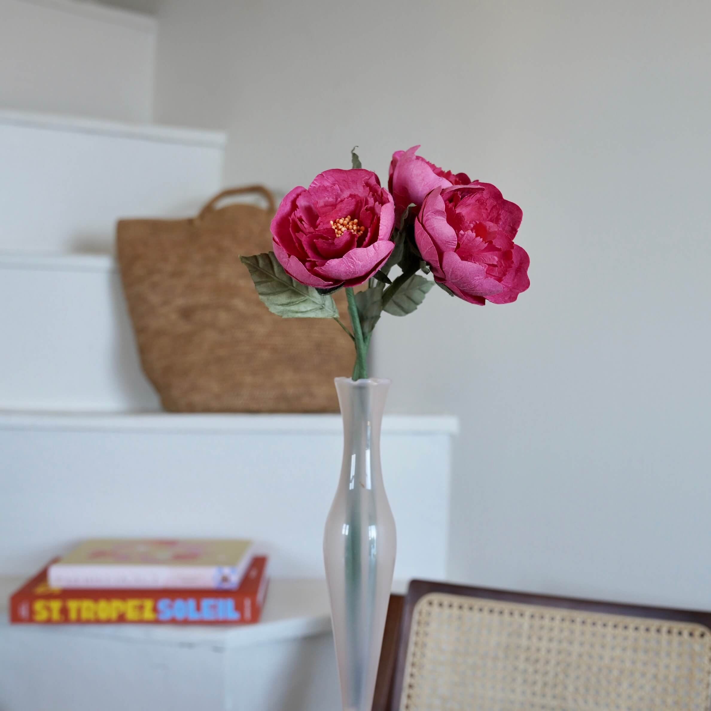 Flowrette Fleurs papier pivoine jardin fuchsia x1 tige