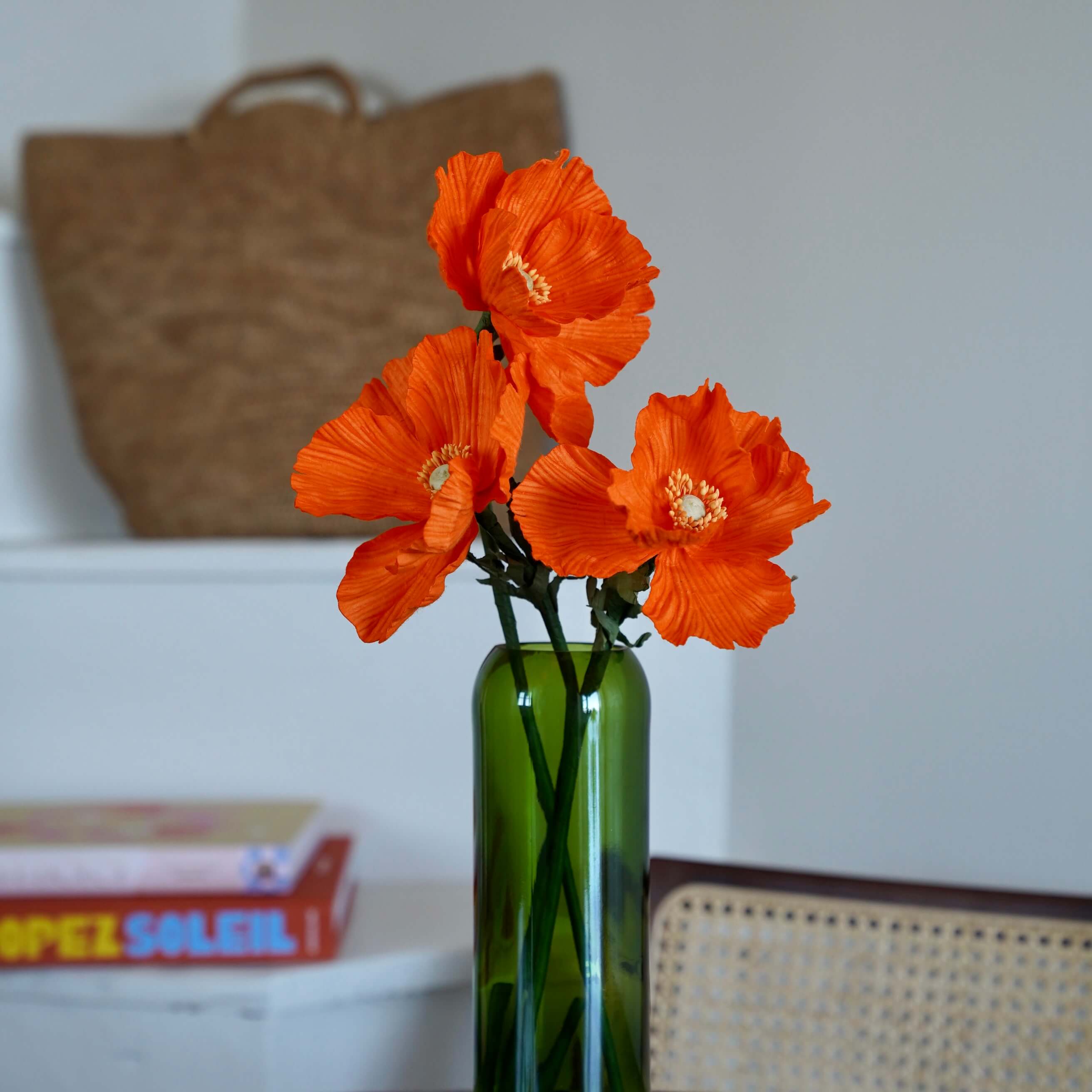 Flowrette Pavot papier orange fleur en papier x1