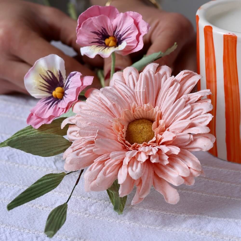 Flowrette Coffret lueur florale orange bouquet papier bougie
