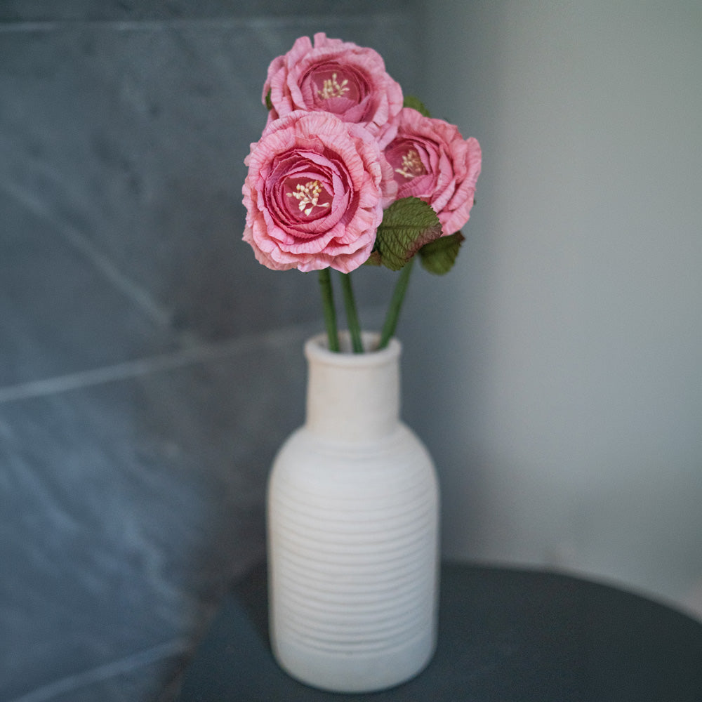Flowrette Rose anglaise fleur papier rose tendre x1