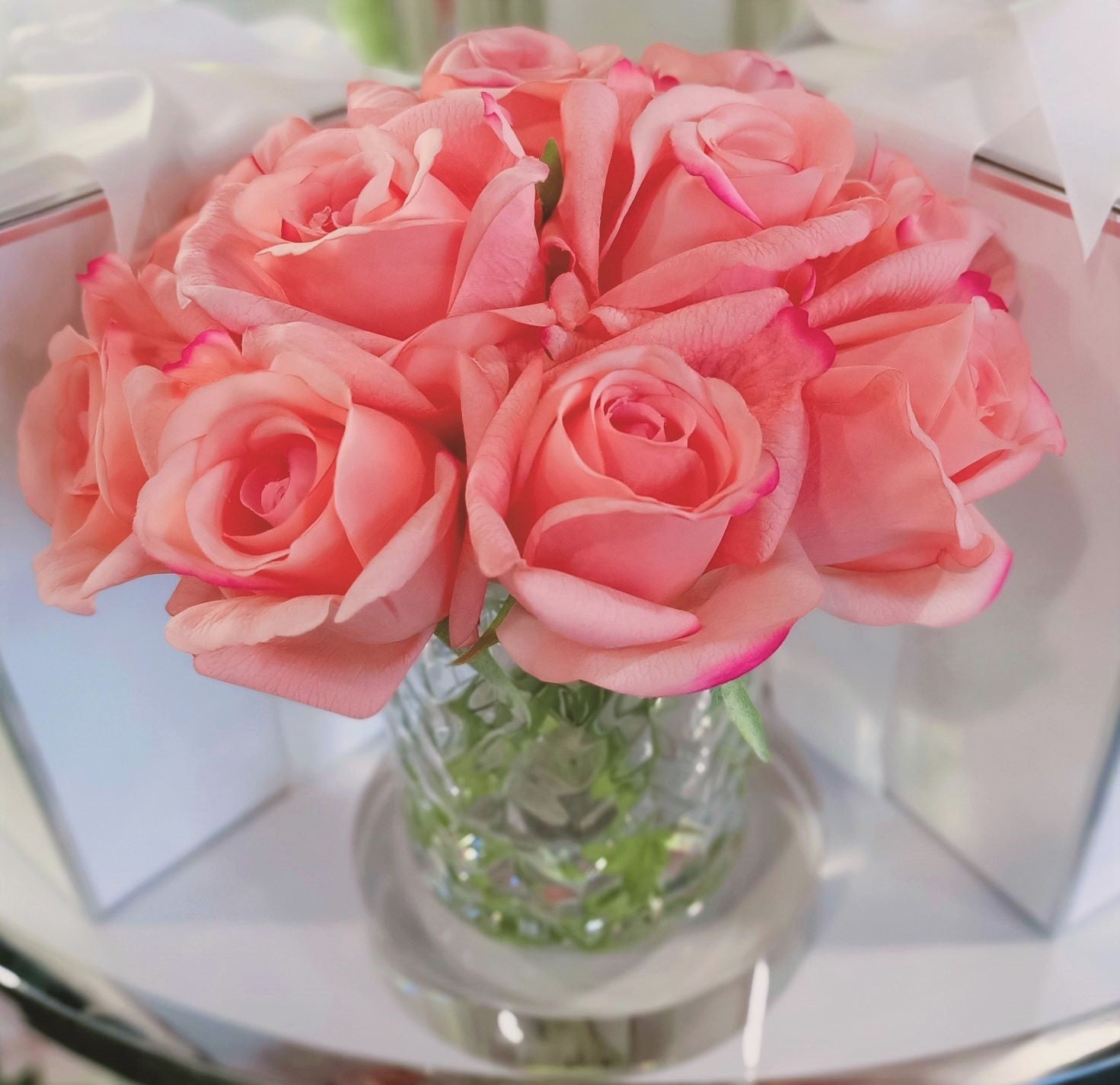 Côte Noire Herringbone fleur boutons rose blanc pêche HCF25