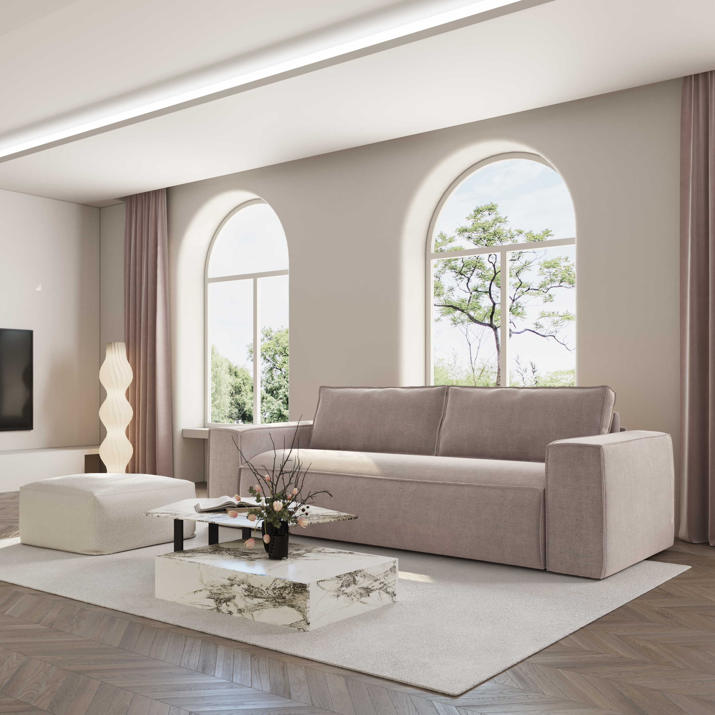 Sia Home Joan canapé convertible 160 cm couchage taupe matelas