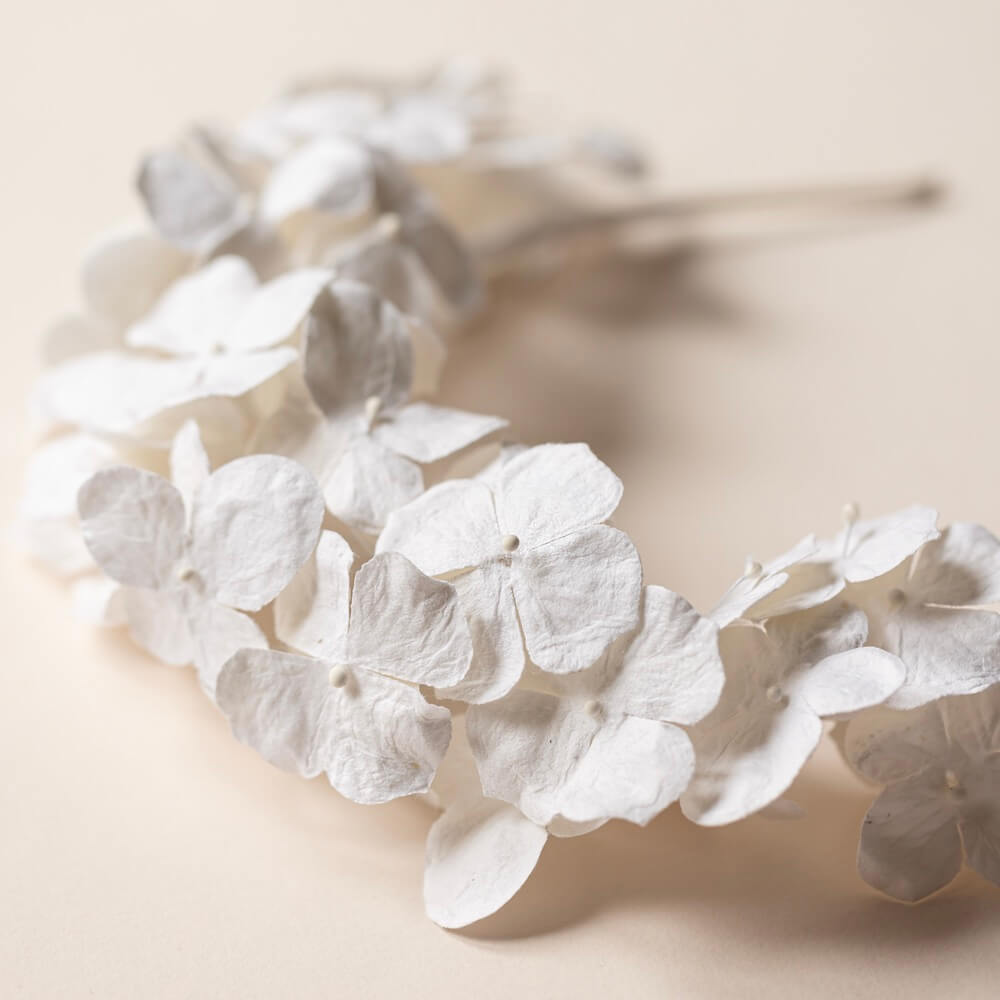 Flowrette Serre-tête papier blanc L hortensia accessoire mariage