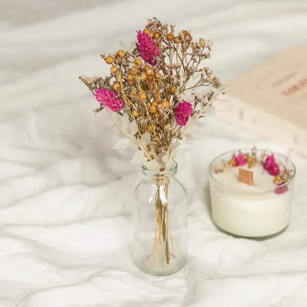 Flowrette Décoration Coffret Épistolaire bouquet sec bougie