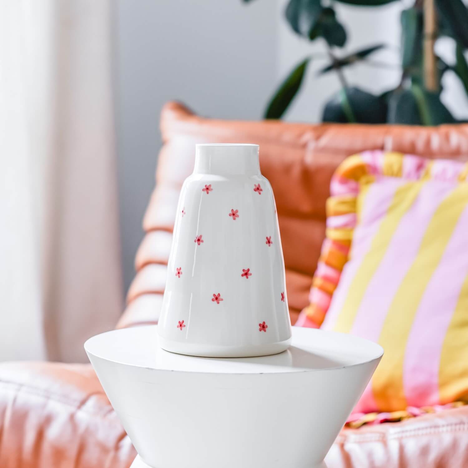 Flowrette Braga Fleuri vase céramique taille M fleurs roses