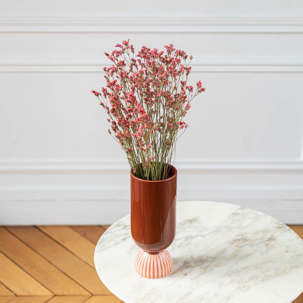 Flowrette Dornes vase céramique bordeaux et rose