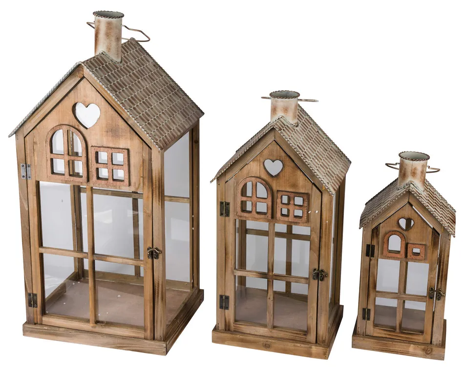 Feuillazur Rungis 3 Lanternes Bois lanterne bois lot de 3