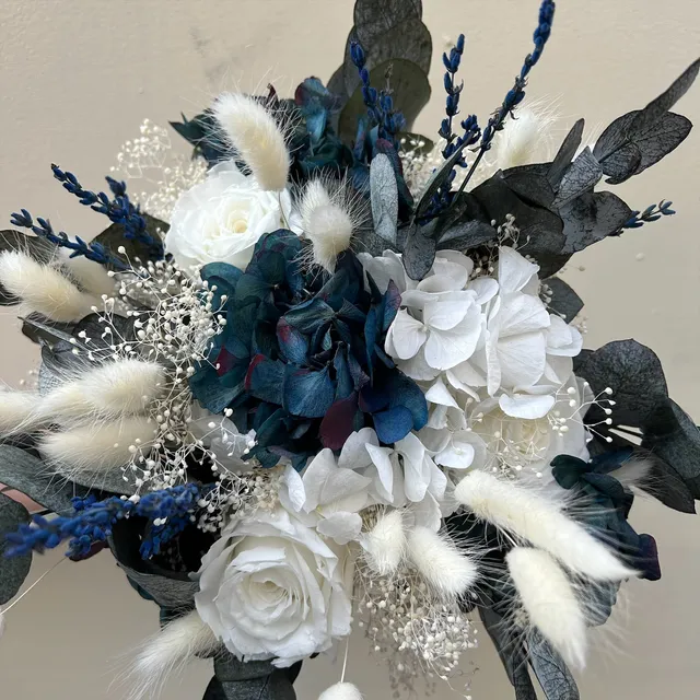 Ateliers Ouchamp Carrousel bouquet mariée stabilisé blanc 25 cm