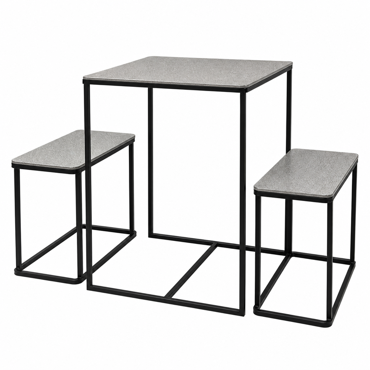 Sia Home Tables Table avec 2 bancs argenté noir