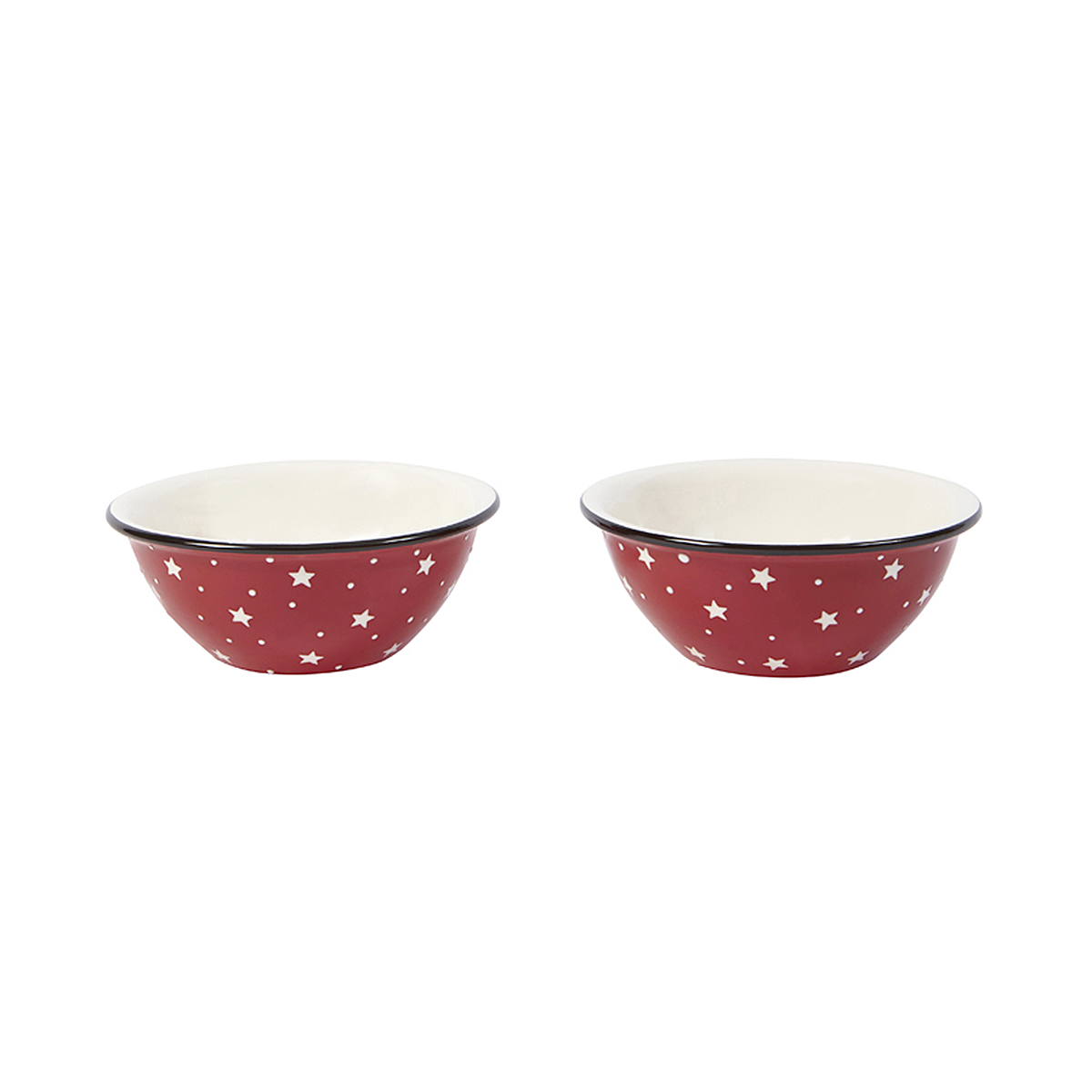 Sia Home Holly Set 2 Bols Céramique Rouge Étoilé 6 cm