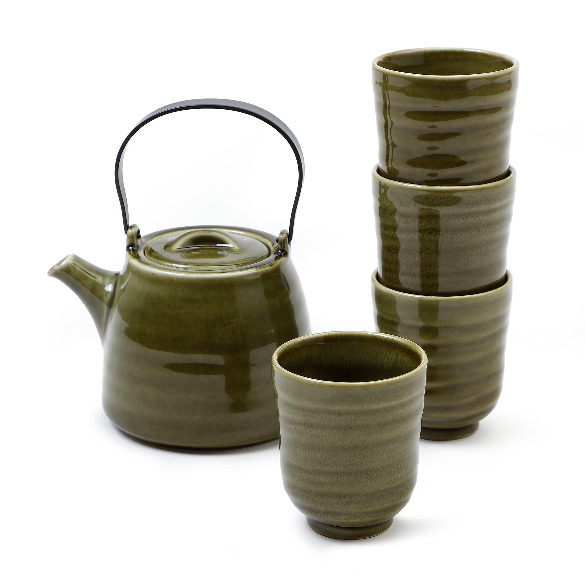 Sia Home Kyoto service à thé grès beige vert 5 pièces