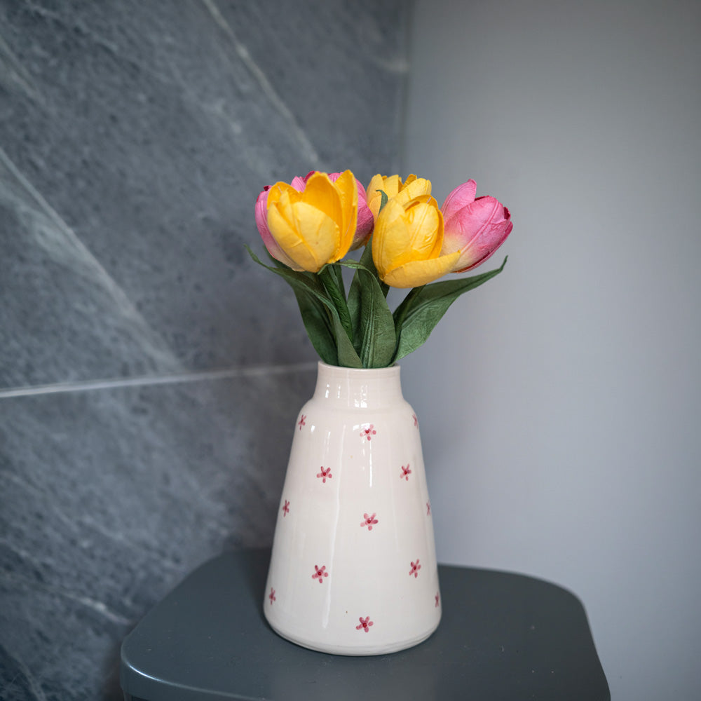 Flowrette Fleurs en papier bouquet tulipes papier rose jaune fait main