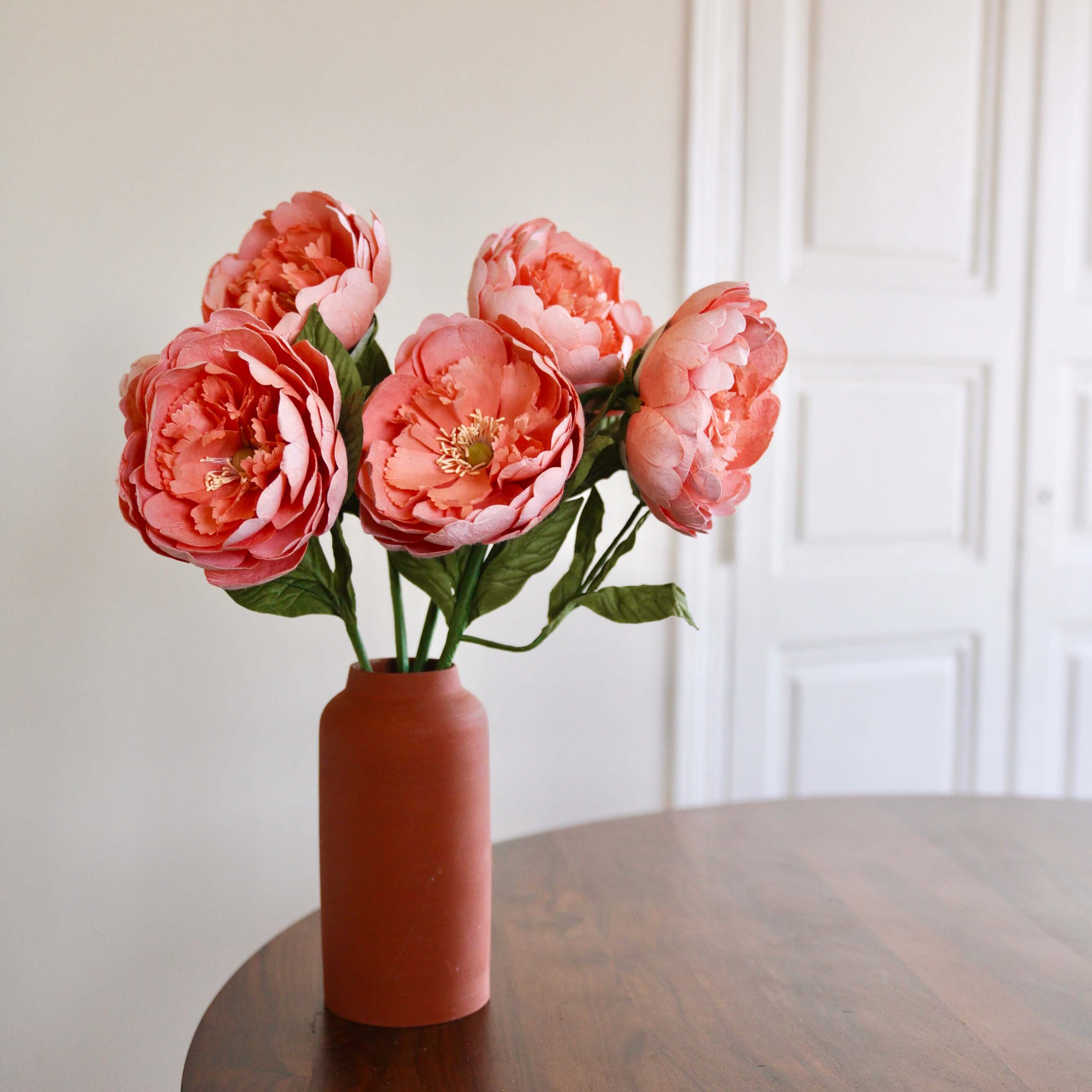 Flowrette Fleurs en papier grande pivoine pêche x1