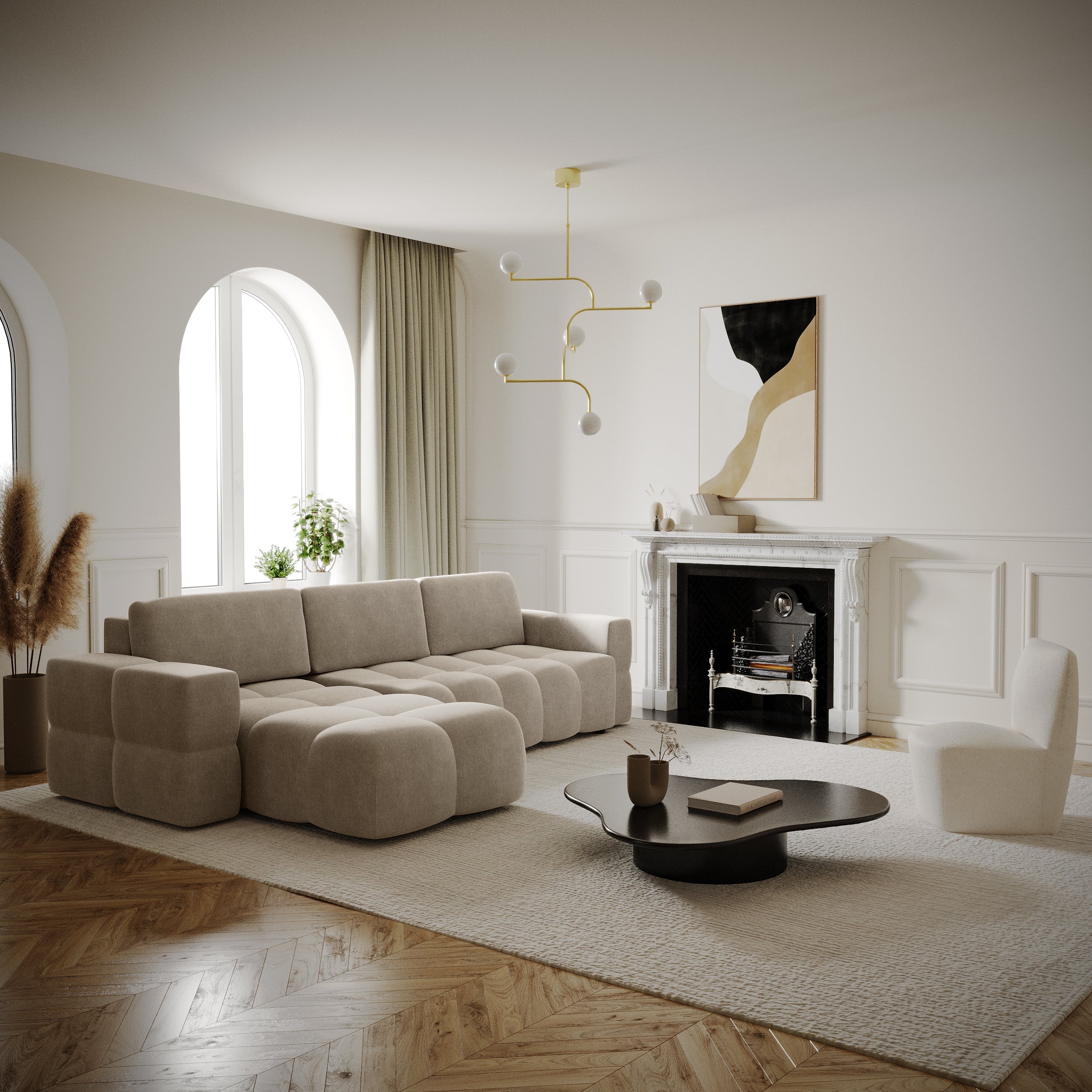 Sia Home Gabriel canapé convertible angle droit taupe