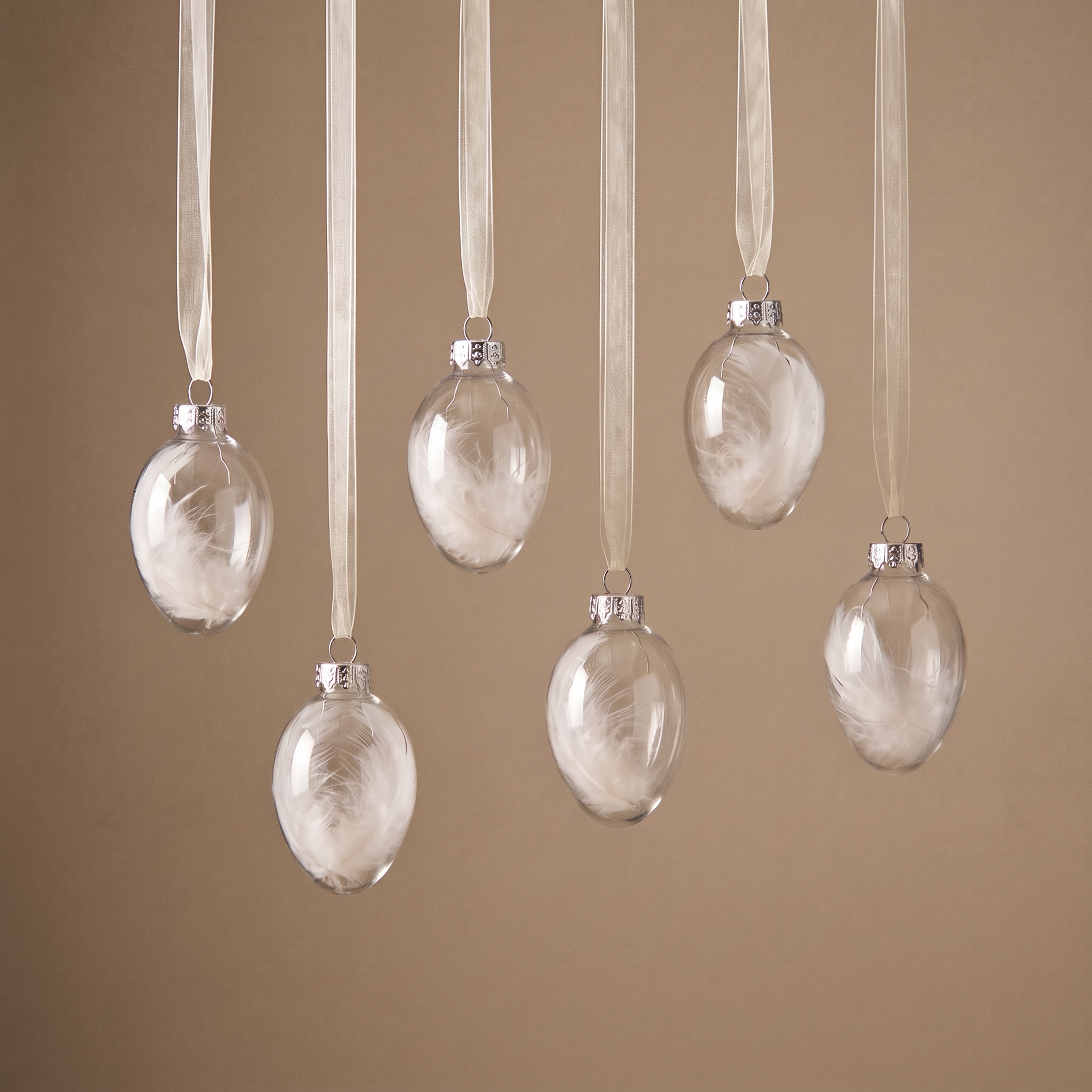 Sia Home Plumes lot 6 suspensions Noël verre blanc 3,5 cm