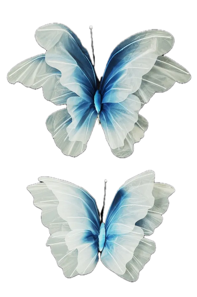 Feuillazur Rungis Papillon en nylon décoratif Bleu lot de 2