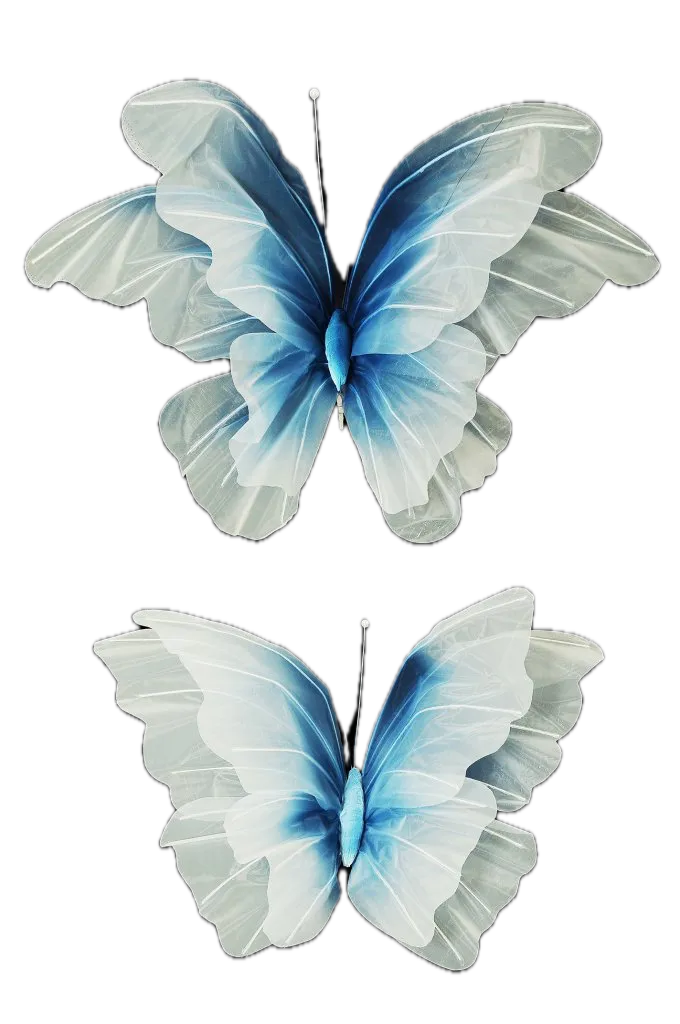 Feuillazur Rungis Papillon en nylon décoratif Bleu lot de 2