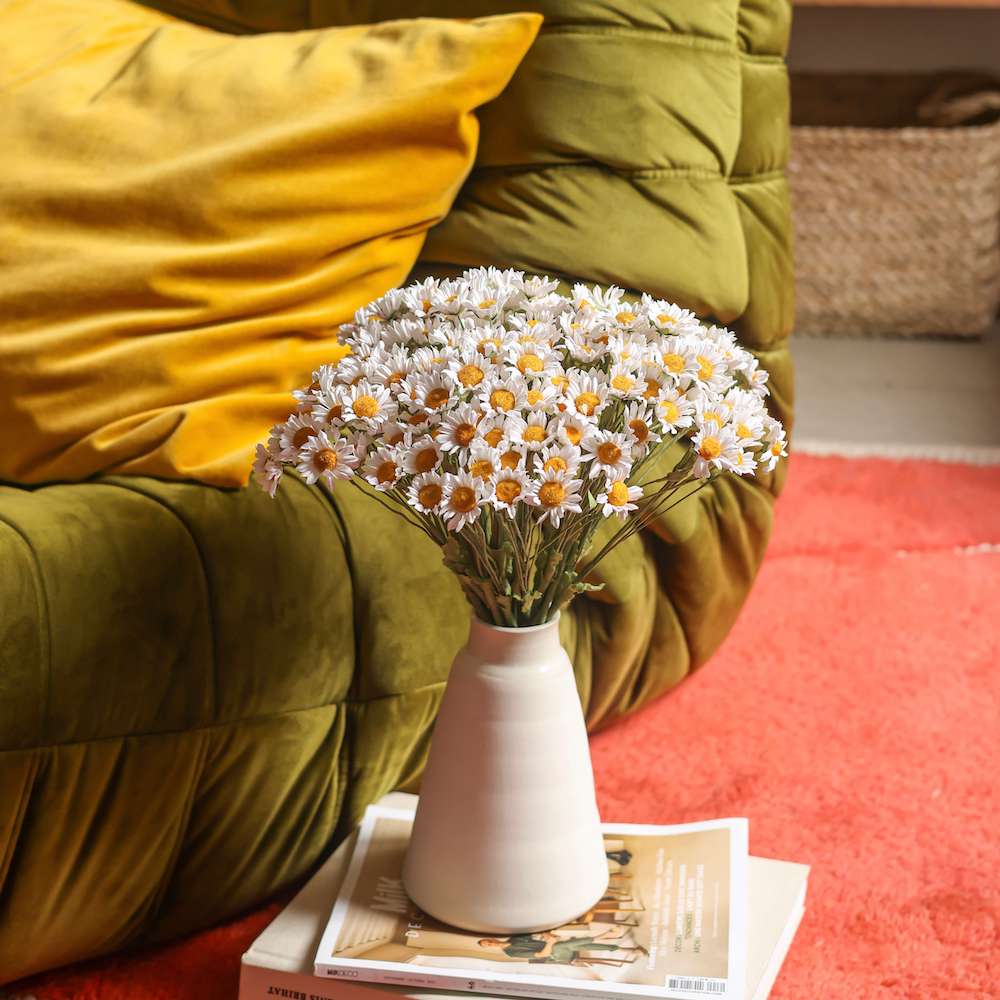 Flowrette Camomille en papier fleur blanche tige x1