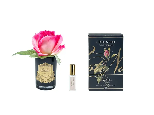 Côte Noire Perfumed GMRB47 rose artificielle magenta vase noir