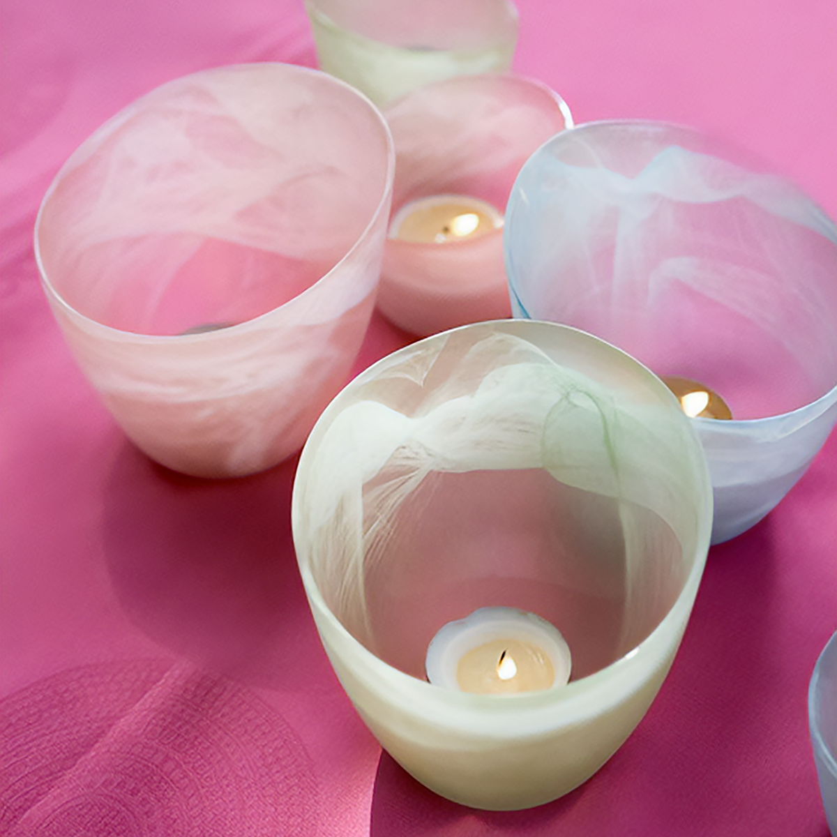 Sia Home Cloud lot 3 photophores verre rose 7,5 cm