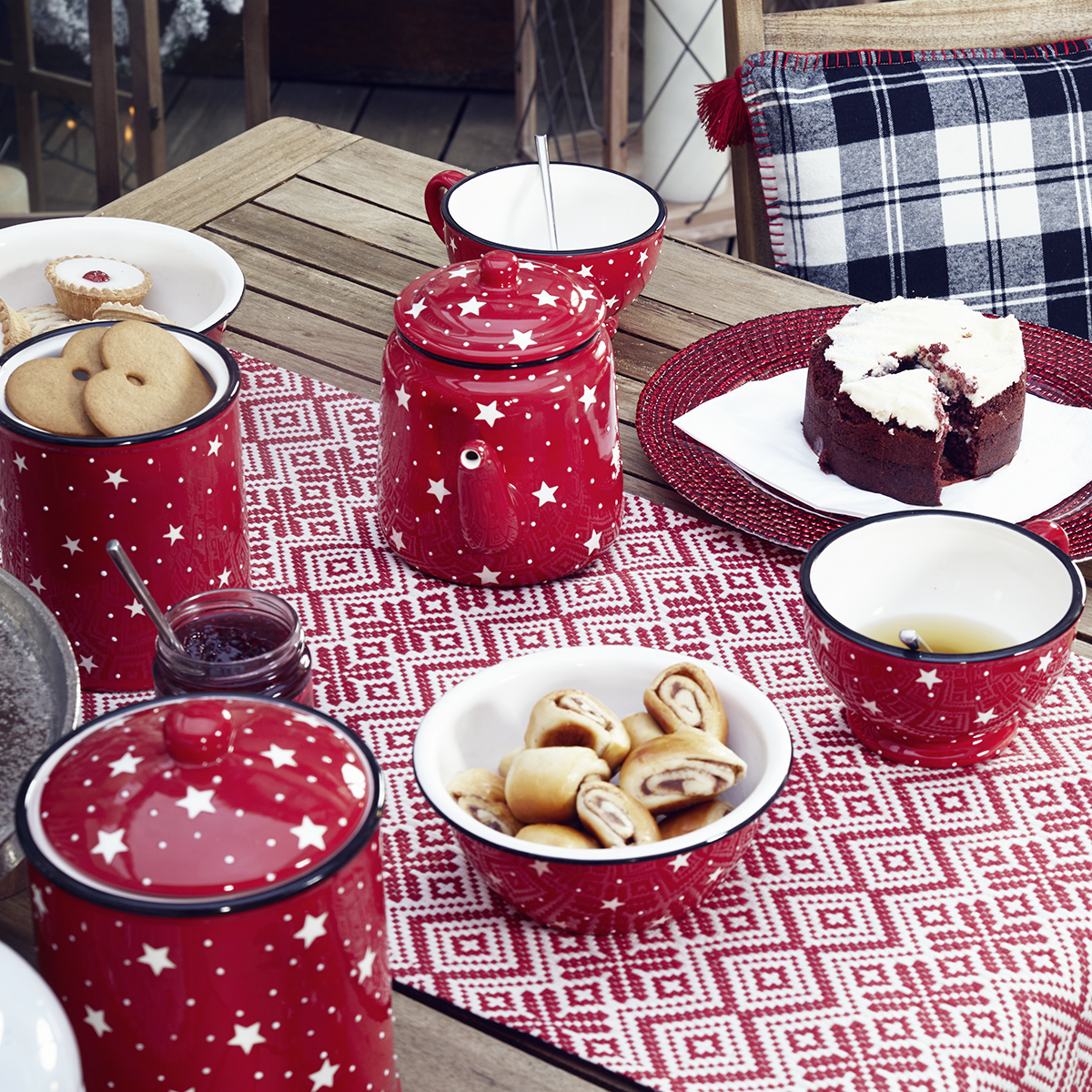 Sia Home Holly Set 2 Bols Céramique Rouge Étoilé 6 cm