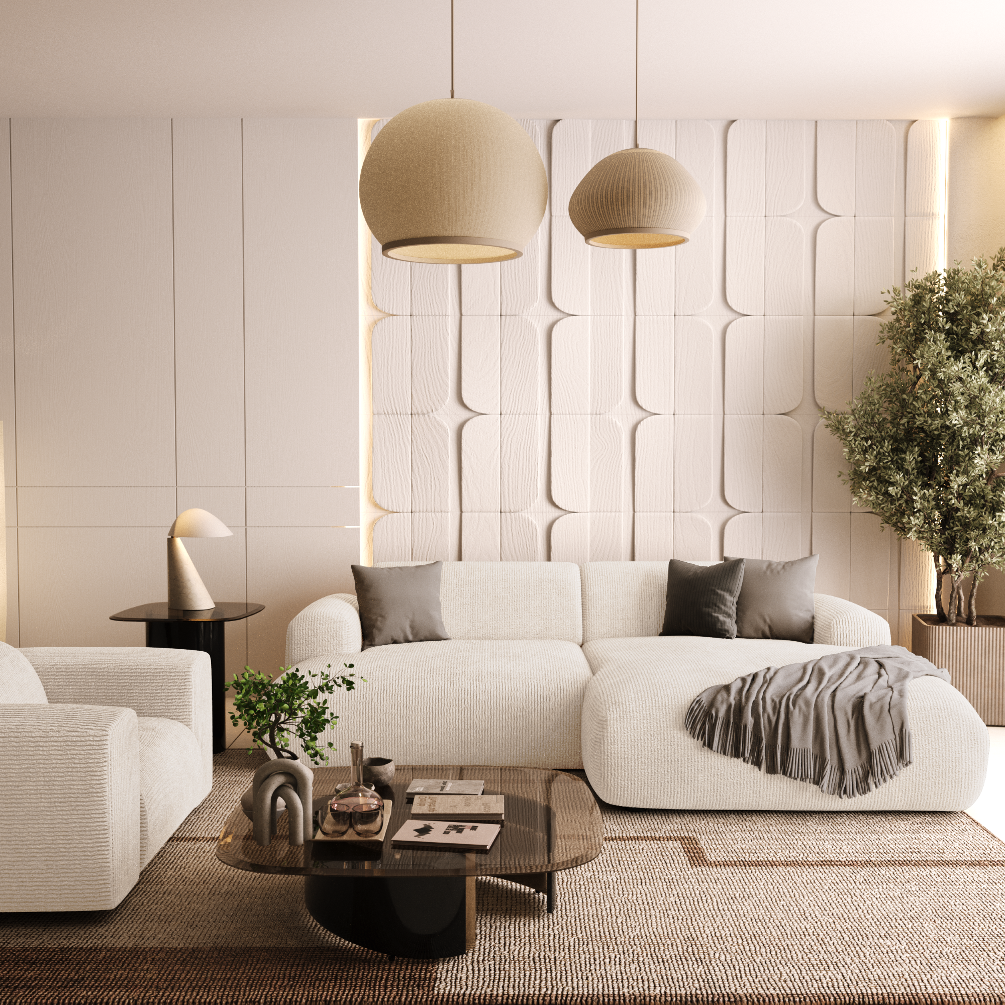 Sia Myra canapé angle droit 5 places crème
