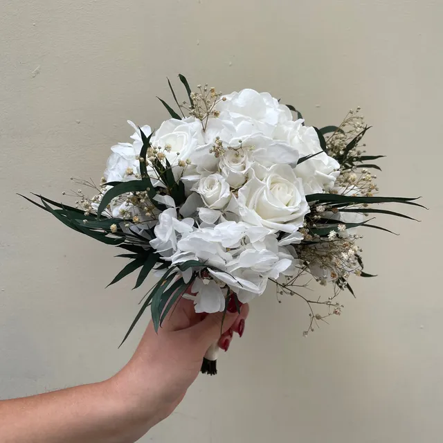 Ateliers Ouchamp Rue d'Italie bouquet mariée stabilisé blanc 30 cm