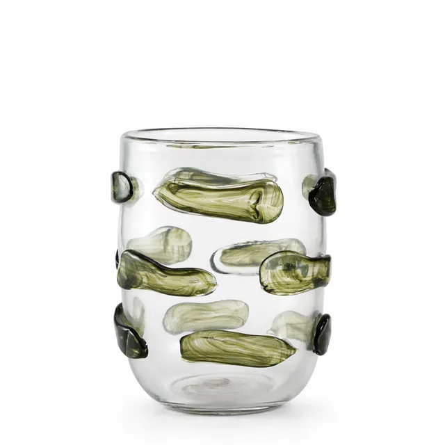 Sia Home Vertone Vase en verre soufflé vert 28 cm