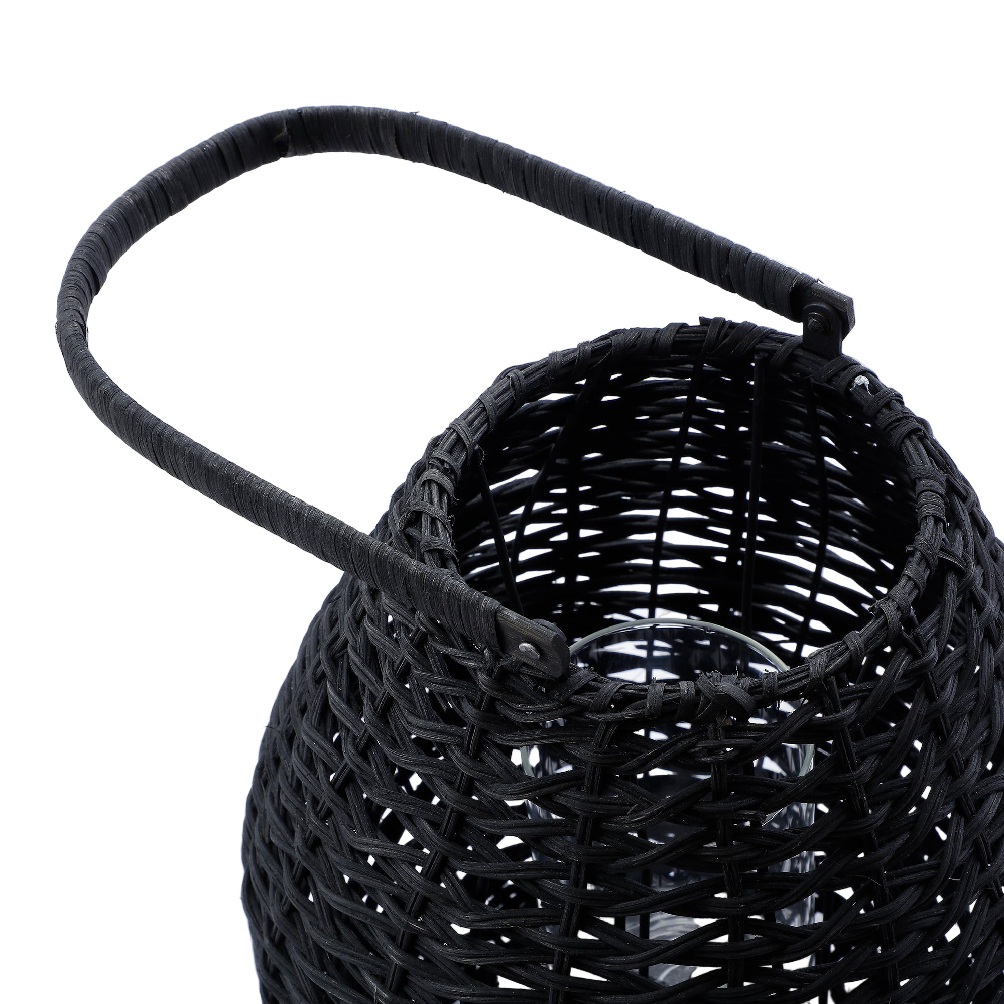 Sia Replay lanterne rotin noir 48 cm avec verre