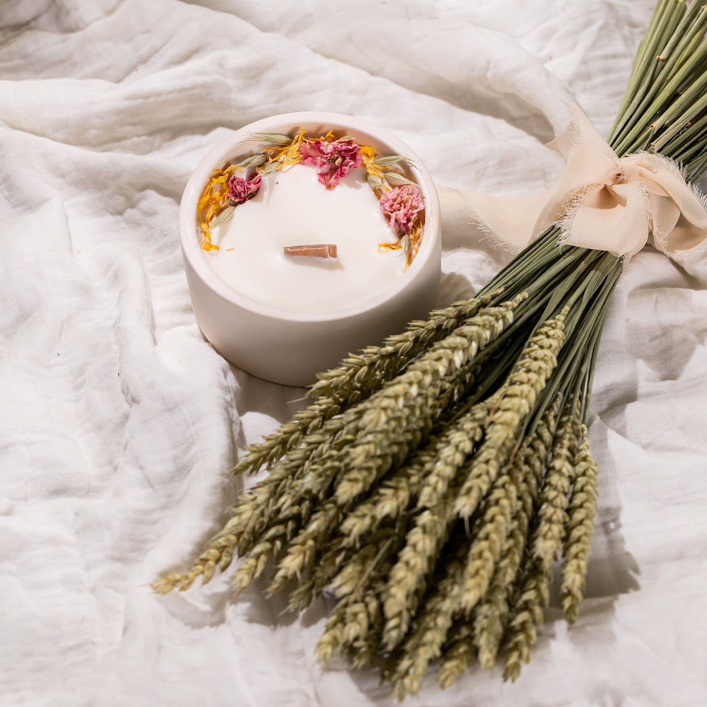Flowrette Noces de Froment coffret blé bougie