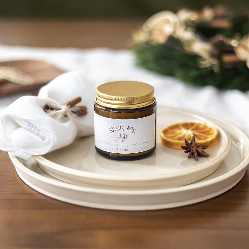 Flowrette Set 4 bougies Noël parfumées cannelle marque-place
