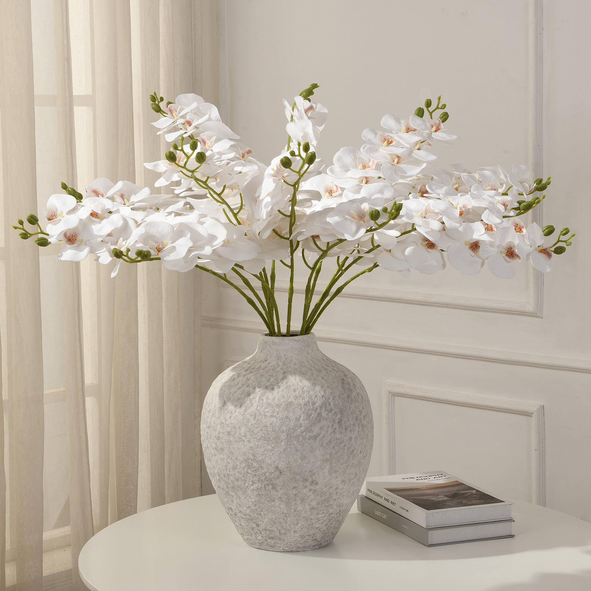 Sia Home Tiges de Fleurs Orchidée 90 cm tige blanc et jaune