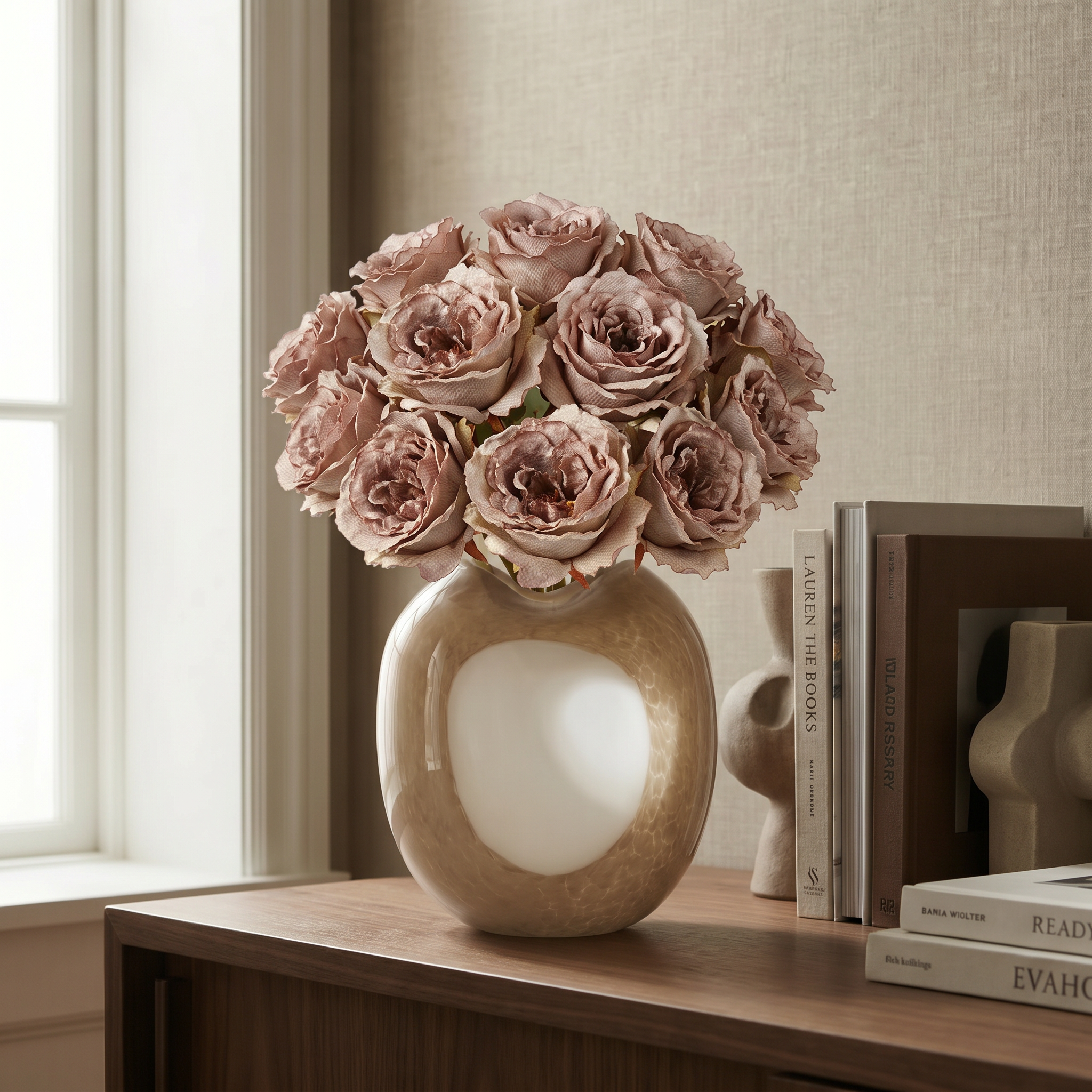 Sia Home Leslie Rose fermée artificielle marron 55 cm