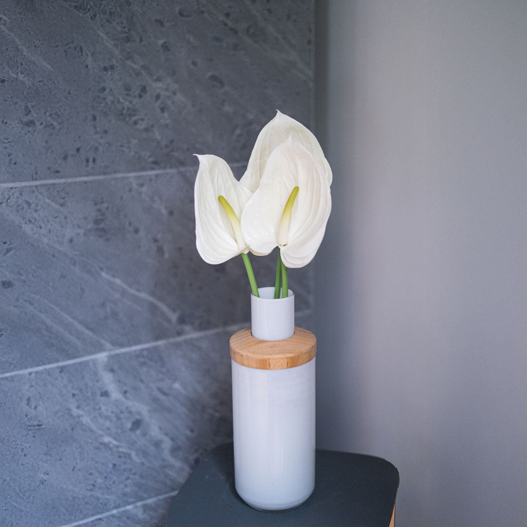 Flowrette Anthurium crème fleur artificielle tige x1 Real Touch