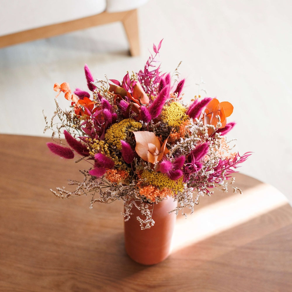 Flowrette Adam bouquet fleurs séchées automne achillée jaune S