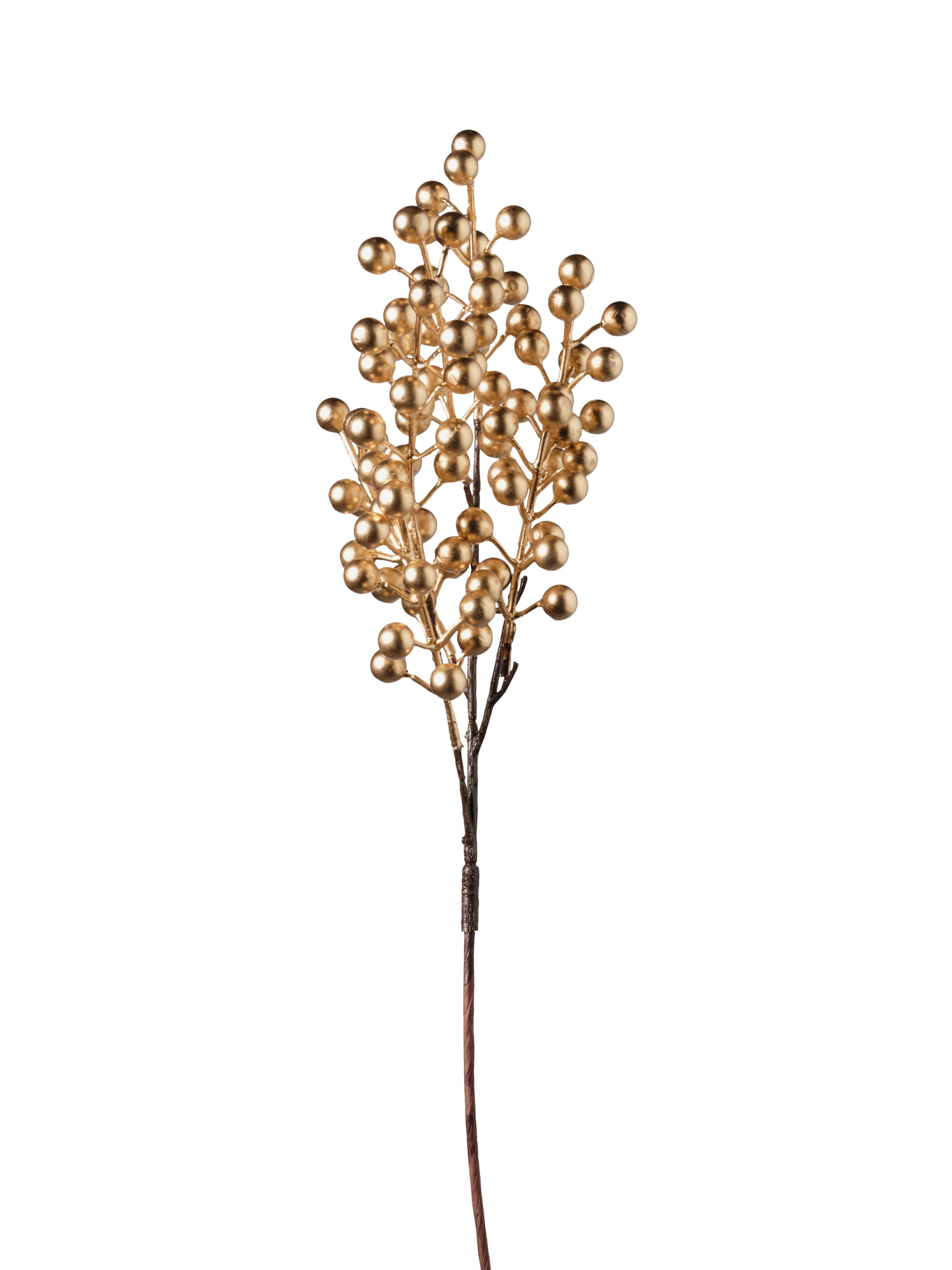 Feuillazur Rungis Tige de baies fleur Noël doré 46cm