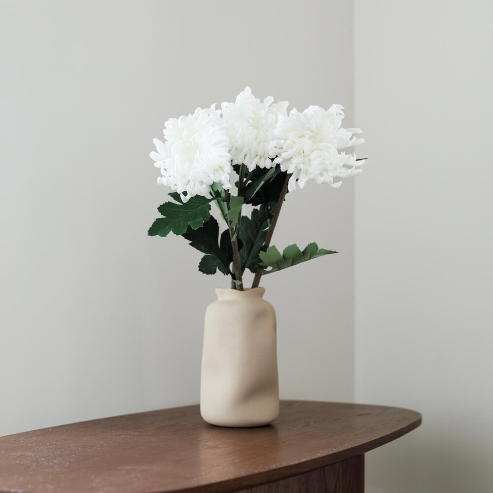 Flowrette Fleurs Artificielles Chrysanthème Blanc Fleur x1 Real Touch