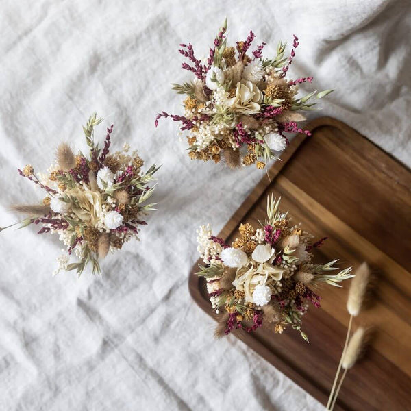 Flowrette Rivoli trio bouquets fleurs séchées + vases