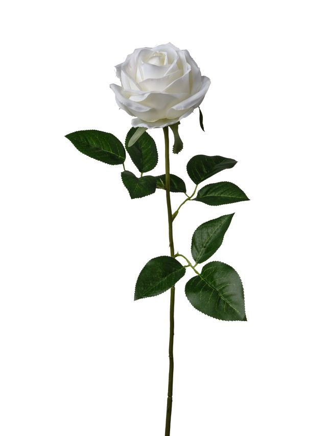 Feuillazur Fleurs artificielles Rose fleur blanche réaliste