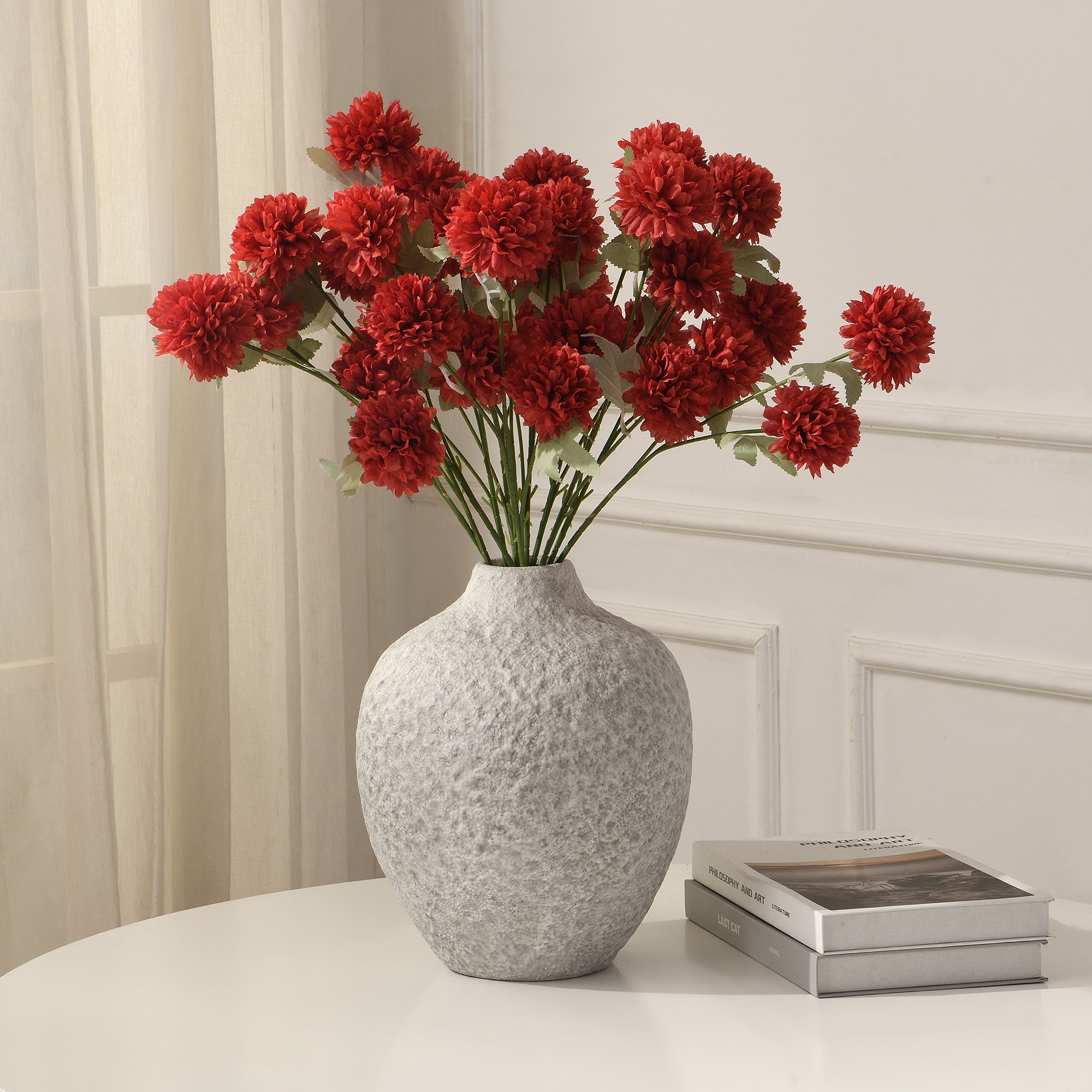 Sia Home Tiges chrysanthème artificiel blanc 63 cm