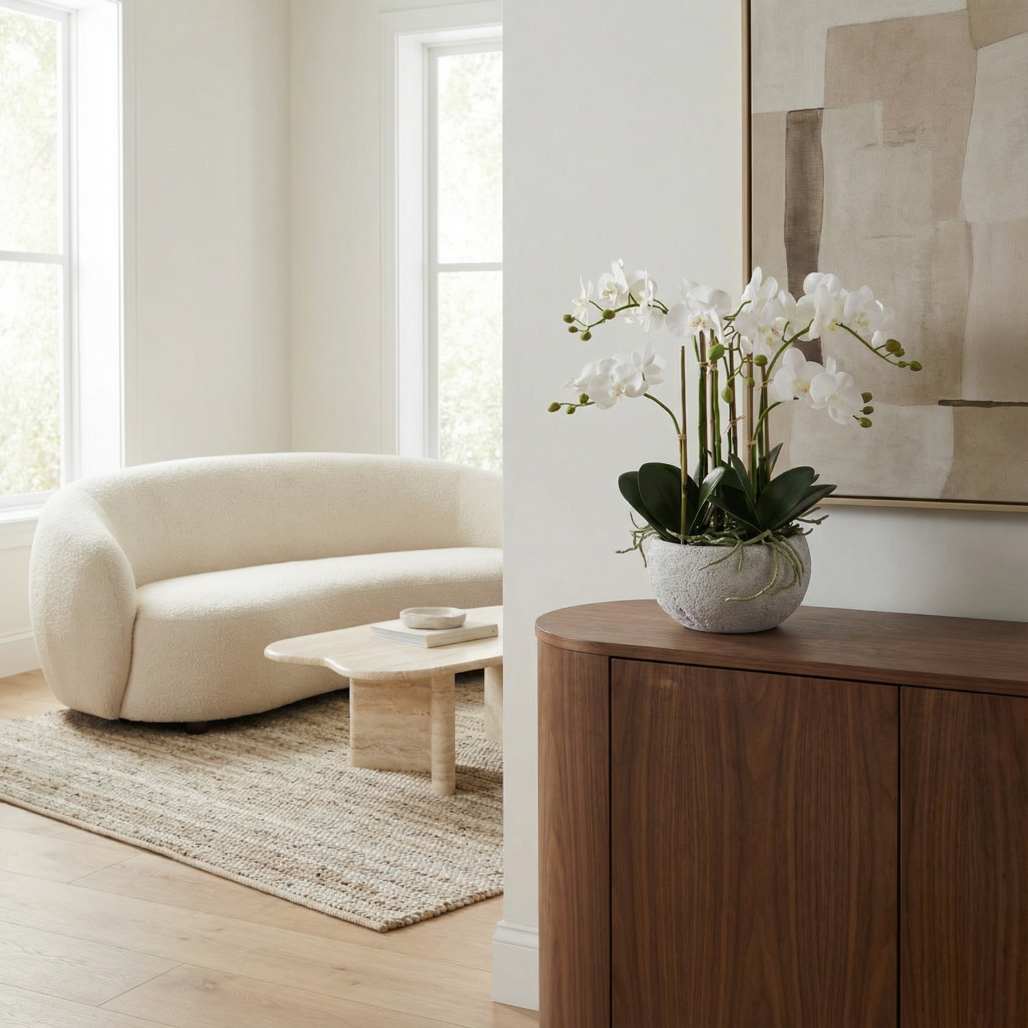 Sia Home Séréna Composition Orchidée Blanc 45 cm Pot