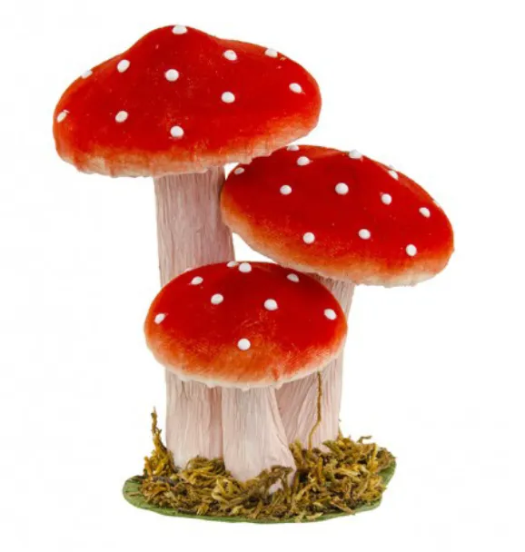 Feuillazur Rungis 3 champignons rouges déco automne sur mousse