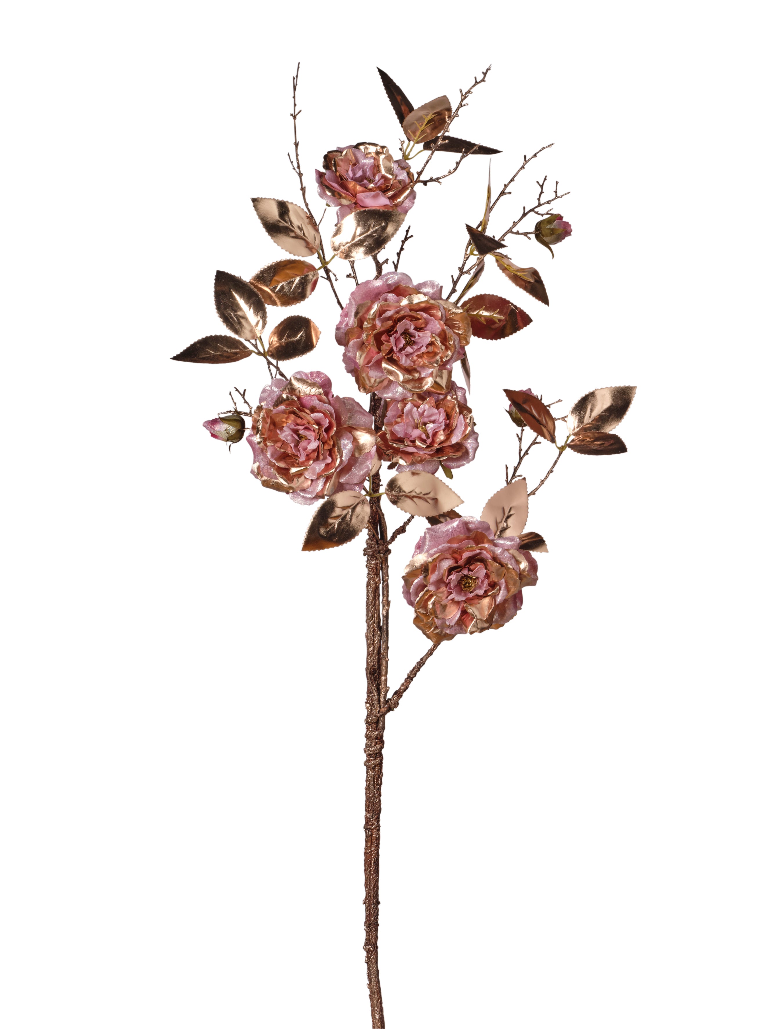 Feuillazur Produits de saison Rose métallique fleur artificielle rouge 150cm