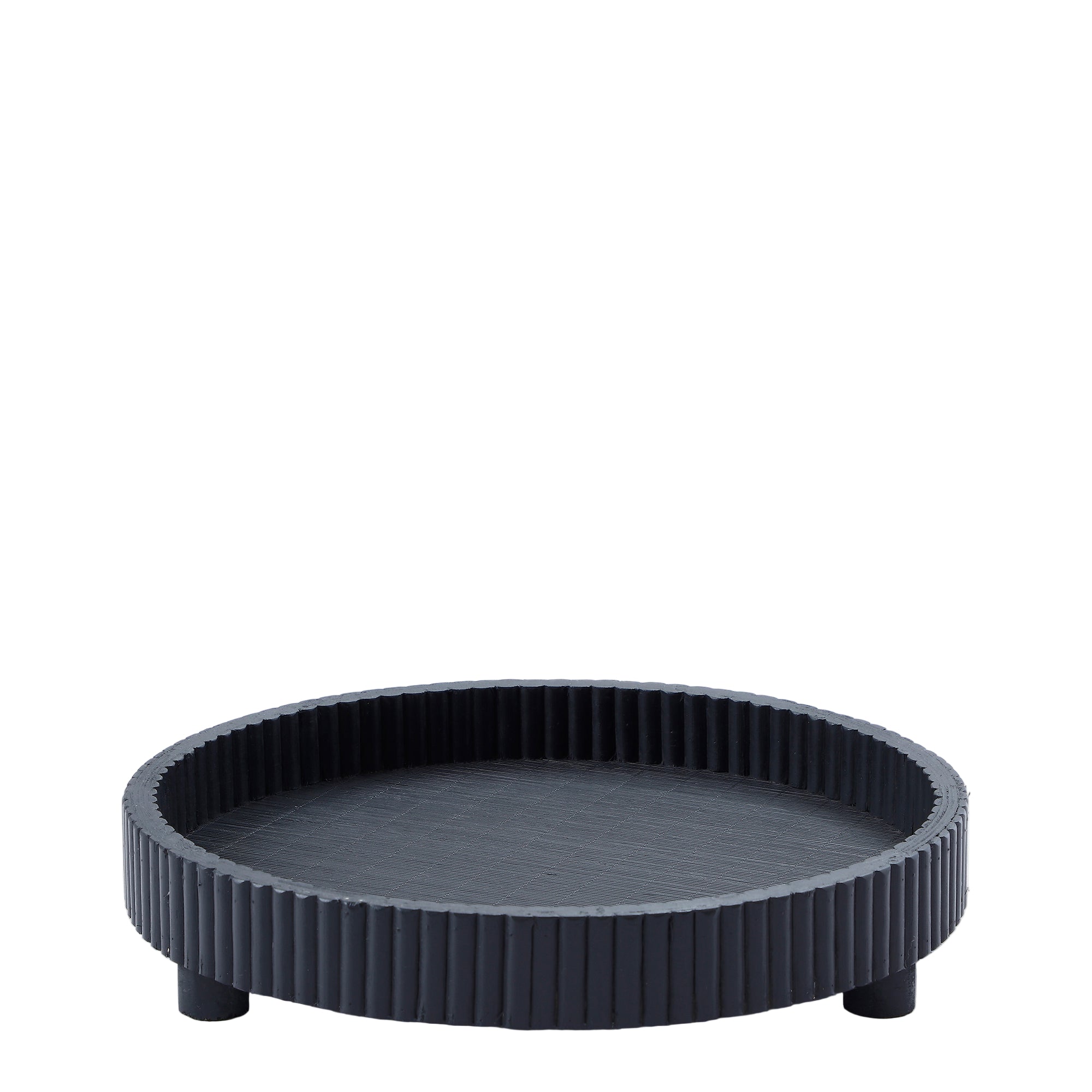 Sia Home Palma Plateau décoratif rond noir 30,5 cm pin