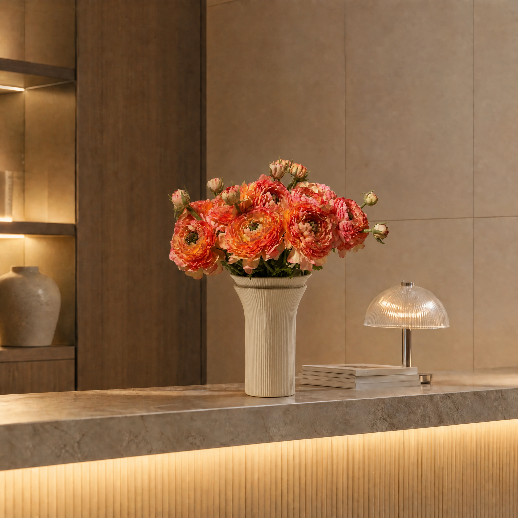 Sia Home Renoncules rose orangé 10 tiges bouquet artificiel